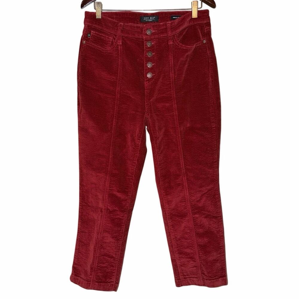 Judy blue burnt orange button fly wide whale corduroy pants 13 autumncore cotton